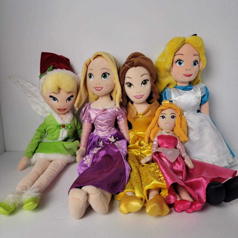 Disney Princess Plush Collection Set Tinkerbell Sleeping Beauty Belle Repunzuel
